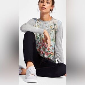 Ted Baker Fareeda Woven Front Knit Sweater Size 4. GUC